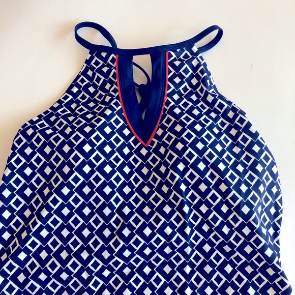 NWT Jantzen Sport Tankini Navy White High Neck Sz Small - Picture 5 of 14